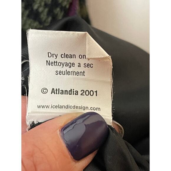 Vintage Icelandic Black Multi Cardigan Sweater Jacket Fully Line Women's Size L - Picture 7 of 7